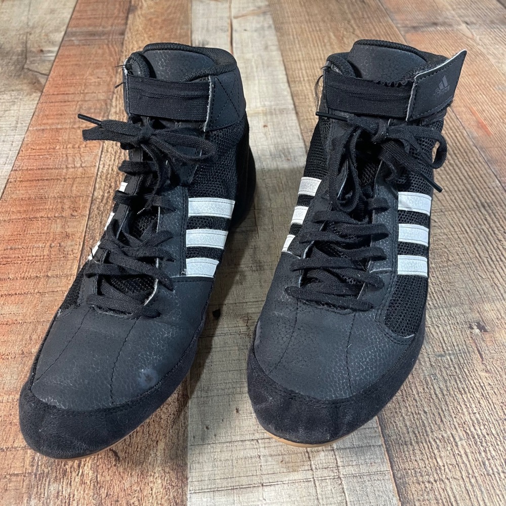 Adidas HVC 2 Mens 10.5 Black White Wrestling Boxing MMA Shoes AQ3325 High Top